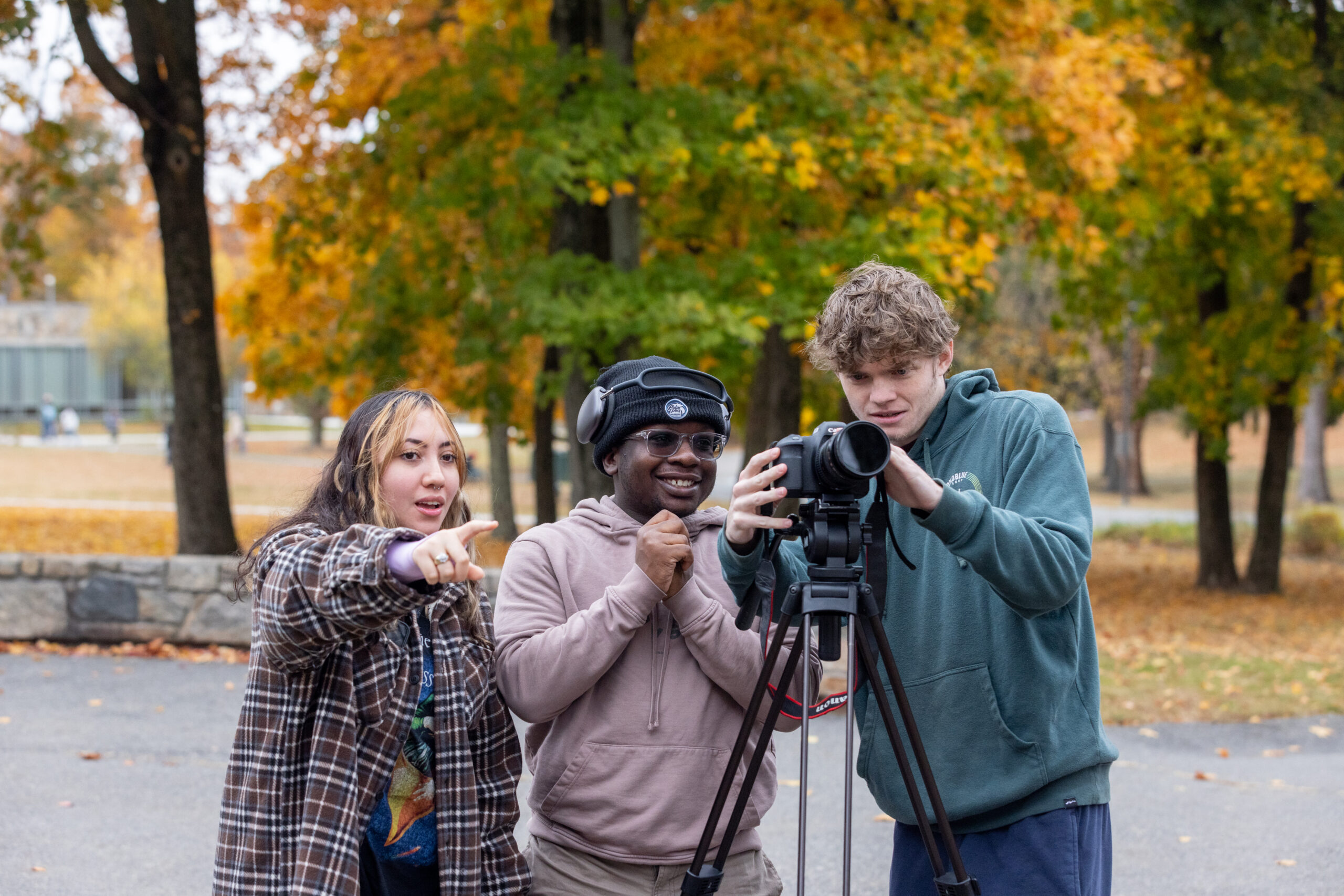 group of students with camera